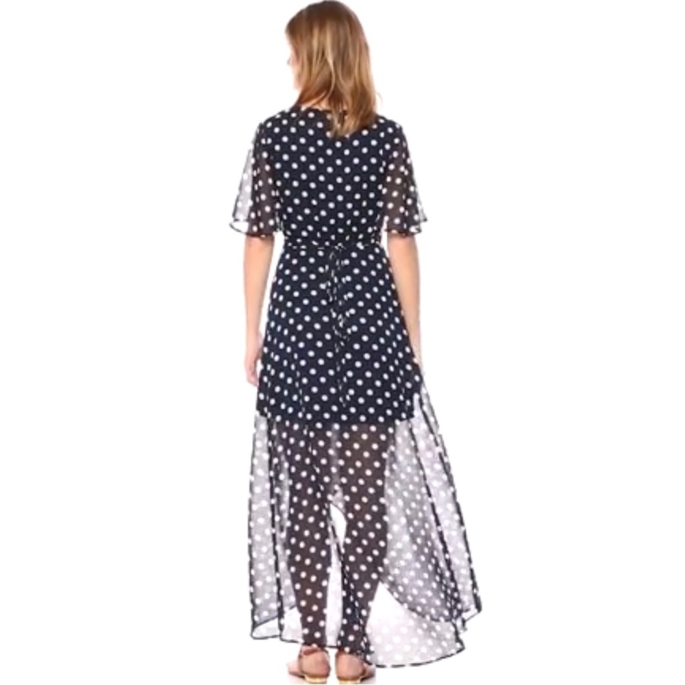 Show Me Your Mumu Marianne Wrap Maxi Dress Polka Dot Navy White Small - Picture 13 of 13